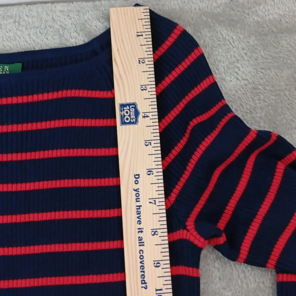 Lauren Ralph Lauren Petites Navy Blue & Red 3/4‎ Sleeve Sweater Women's Size P/S